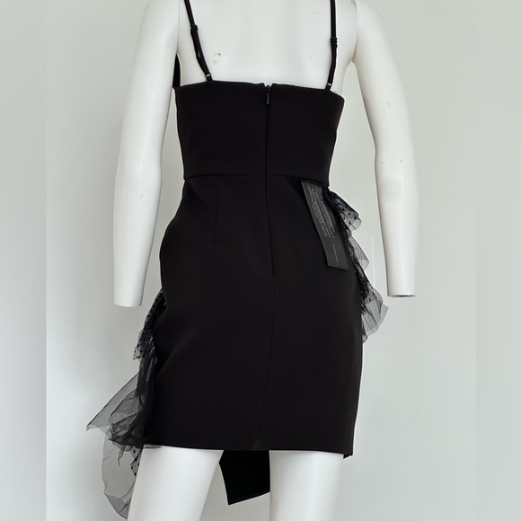 BCBG Asymmetrical Ruffle Sheath Mini  Dress Size 0 Black NWT - Picture 4 of 7